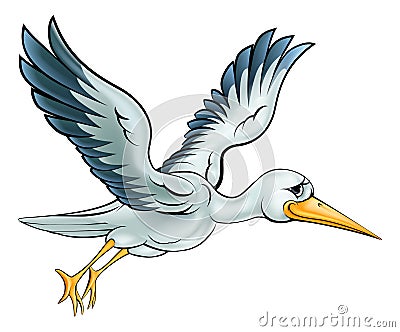 Stork Cartoon Bird Vector Illustration