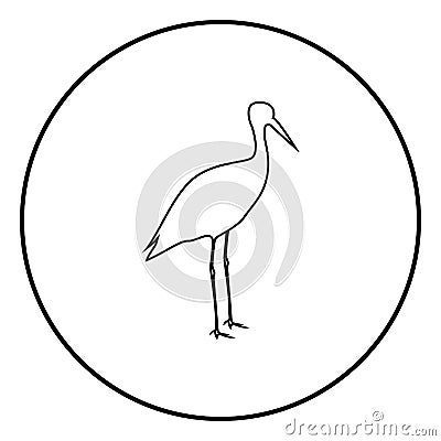 Stork ciconia icon black color in circle round Vector Illustration