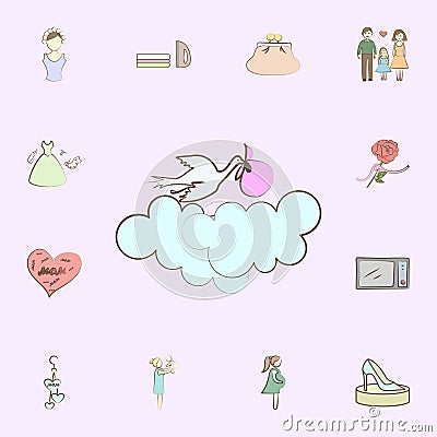 Stork move baby icon. mother icons universal set for web and mobile Stock Photo