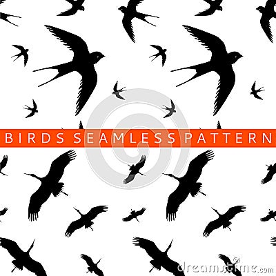 Stork swallow seamless pattern Vector Illustration