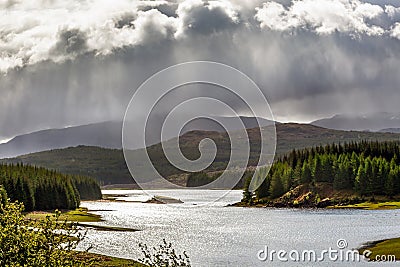 Storm approaching Loch Laggan in Scotland Stock Photo