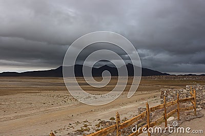 Storm aproaching Village, Atacama Desert Stock Photo