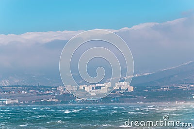 Storm. bad weather approaches on the city Stock Photo