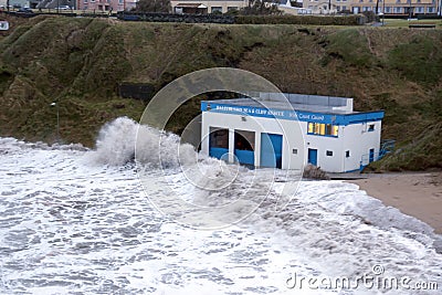 Storm at Ballybunion sea and cliff rescue centre Editorial Stock Photo