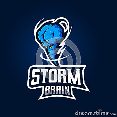 Storm Brain Mascot Logo Vector Illustration