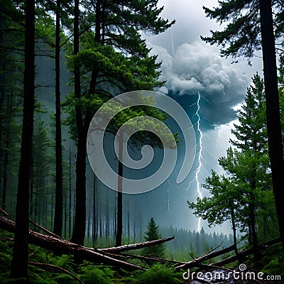 A storm is brewing in the forest and it's shaping up to be a doozy. Stock Photo