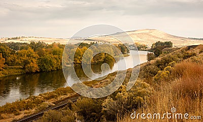 Storm Clearing Over Agricultural Land Yakima River Central Stock Photo