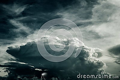 Storm cloud or cloudy heavy rain dark sky Stock Photo