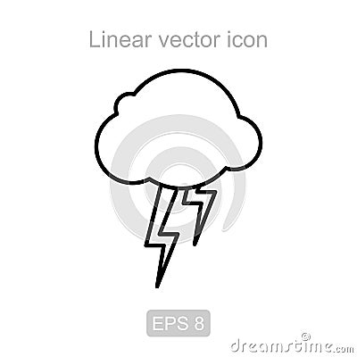 Storm cloud. Linear vector icon. Vector Illustration