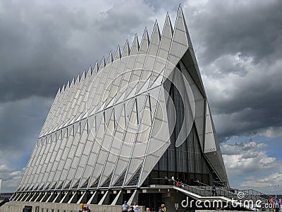 Storm clouds behind Cadet Chapel. Stock Photo