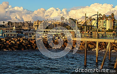 Storm Clouds Over King Harbor and the Redondo Beach Pier in Los Angeles, California Editorial Stock Photo