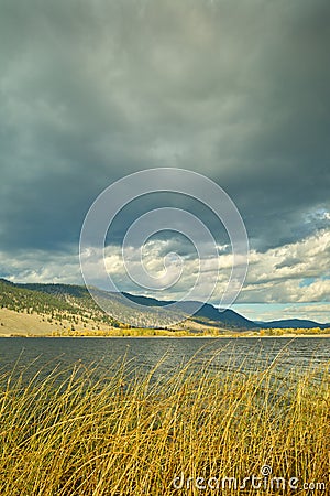 Nicola Lake Storm Clouds vertical Stock Photo