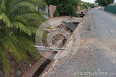 Storm Lane drain 1862 is a stone rubble drain with a brick base. It moves stormwater to the larger drain in Heales Street and Stock Photo