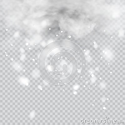 Storm and Lightning with rain and white cloud on transparent background. Vector Vector Illustration