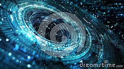 A storm of malicious code swirls around the perimeter trying to find weak points in the networks defenses Stock Photo