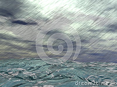 Storm over ocean - 3D render Stock Photo
