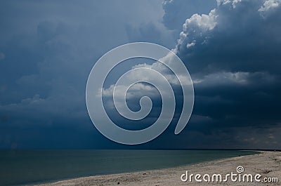 Storm on the seashore. The coming rain and thunderstorm Stock Photo