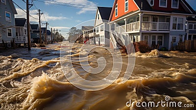 Storm surge inundates coastal town Stock Photo