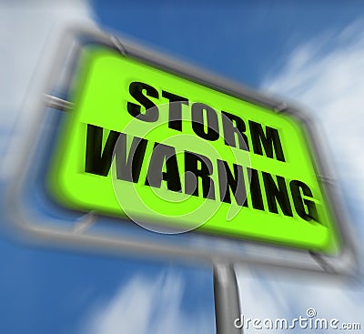 Storm Warning Sign Displays Forecasting Danger Ahead Stock Photo
