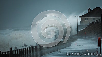 Storm waves battering UK coastline Stock Photo