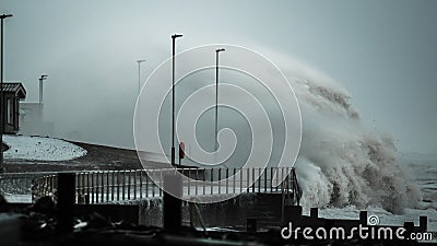 Storm waves battering UK coastline Stock Photo