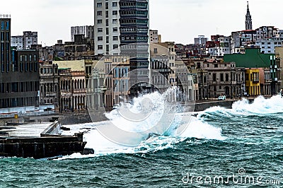 Storm and waves on the malecon of havana 5 Stock Photo