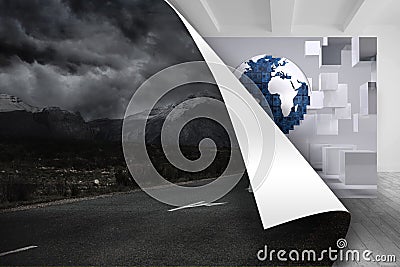 Stormy background over picture of earth Stock Photo