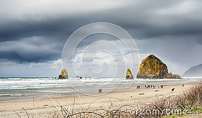 Stormy Cannon Beach Editorial Stock Photo