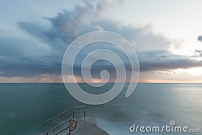 Stormy dramatic rainy seascape in Istria, Croatia. Stock Photo