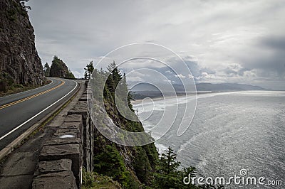 Stormy Oregon Coast Road Stock Photo