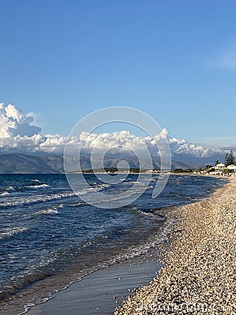 Stormy sea in Acharavi, small resort in Corfu island Stock Photo