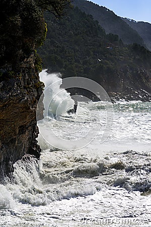 Stormy sea, italian coastline Stock Photo