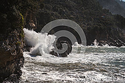 Stormy sea, italian coastline Stock Photo