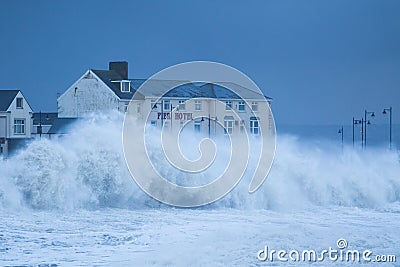 Stormy seas at Porthcawl, South Wales, UK. Editorial Stock Photo