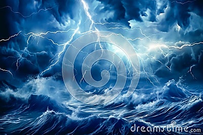 Stormy seascape painting Stock Photo