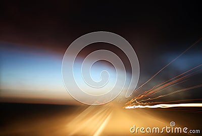 Stormy skies and Light Trails Stock Photo