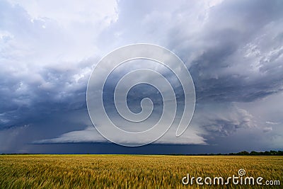 Stormy sky with dramatic thunderstorm clouds Stock Photo