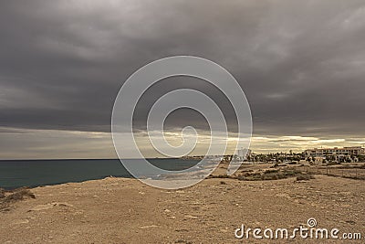 Stormy sky on La Zenia beach in Alicante. Spain Stock Photo