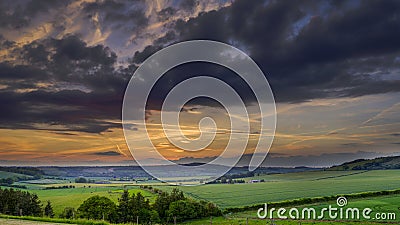 Stormy summer evening over the Meon Valley, South Downs National Park, UK Stock Photo