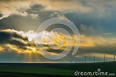 Stormy Sunrise in Yambol, Bulgaria Stock Photo