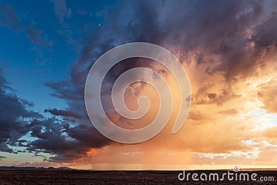Stormy sunset sky with dramatic clouds and ethereal light Stock Photo