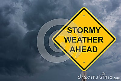 Stormy Weather Ahead Caution Sign Stock Photo