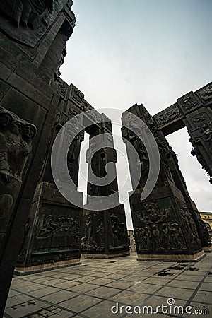 Stormy weather and monument of Georgian History on Tbilisi Sea shore Editorial Stock Photo