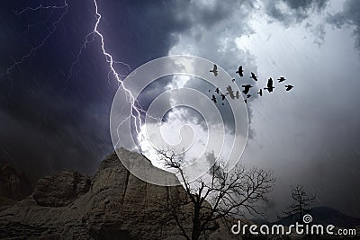 Stormy weather in mountains Stock Photo