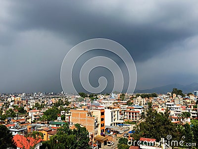 Stormy weather over Patan and Kathmandu Stock Photo