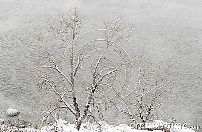 Stormy winter landscape on Horsetooth Reservoir in Colorado Stock Photo