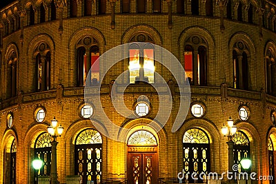 Stortinget at night Stock Photo