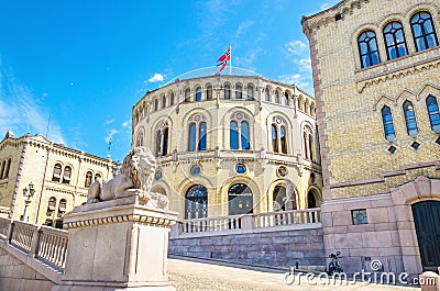 Stortinget, the seat of Norway's parliament. Stock Photo