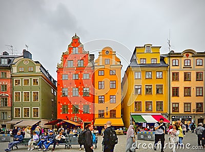 Stortorget colourful building old town, Stockholm, Sweden Editorial Stock Photo