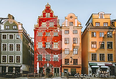 Stortorget in Stockholm colorful houses architecture Stock Photo